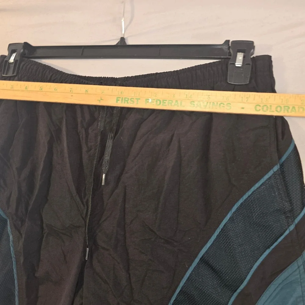 Speedo Swim‎ Trunks Large Mens Black Teal Mesh Panel Colorblock Board Shorts